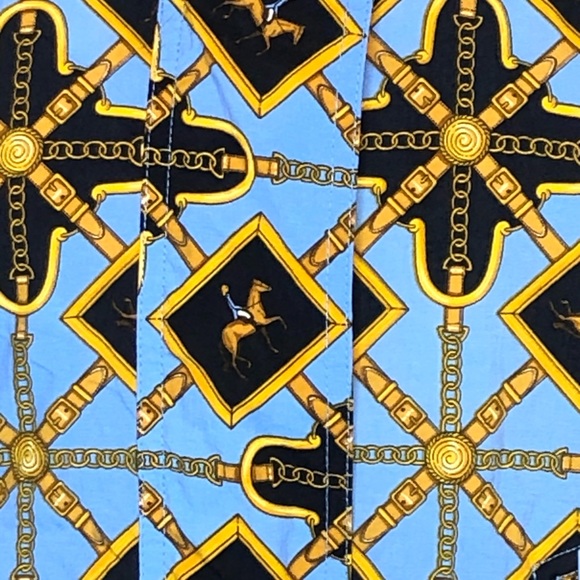 Vintage 1990 Liz Claiborne Jacket Small Horses Blue Hood Gold Petite Equestrian - Picture 7 of 8